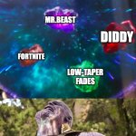 Thanos Infinity Stones | RIZZ; SKIBIDI; MR.BEAST; DIDDY; FORTNITE; LOW-TAPER FADES; PUT THEM TOGETHER AND YOU GET OHIO | image tagged in thanos infinity stones | made w/ Imgflip meme maker