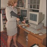 Lady shoot computer