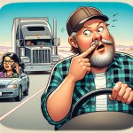 Semi truck driver caught picking boogers in his nose by driver o