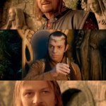 Boromir brags to Elrond