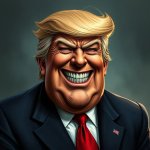 Trump con man evil grin mean vicious smile teeth