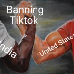 Epic Handshake | Banning Tiktok; United States; India | image tagged in memes,epic handshake | made w/ Imgflip meme maker