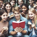 American youth excitedly reading Mao's Little Red Book.