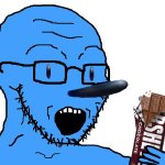 Sonic soyjak eats Hershey's chocolate