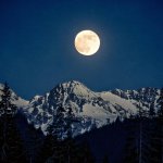 Full Moon Over North Cascades National Park, Washington, USA.