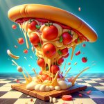 Pizza falling on floor
