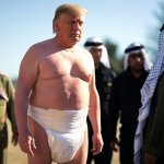 Donald Trump in diapers talking to Palestinian terrorists.