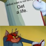 It's just facts. | skibidi toilet is not funny; Get a life. | image tagged in angry tom reading book,skibidi toilet sucks,you have been eternally cursed for reading the tags | made w/ Imgflip meme maker