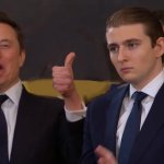 Energetic Elon Musk and Serious Barron Trump meme