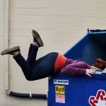 Woman dumpster diving template