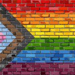 Pride flag with bricks meme