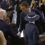 Barron the classiest trump shakes biden's hand