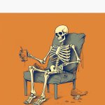 Skeleton in chair