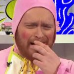 Grown man pink suit crying reaction JPP GIF Template