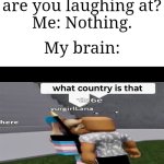 Uhhh I don't think that's a country | My mom: What are you laughing at?
Me: Nothing. My brain: | image tagged in what country is that,memes,funny,roblox | made w/ Imgflip meme maker