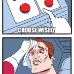 Two Buttons | YOU CAN ONLY PICK ONE; Wisely; One; CHOOSE WISELY | image tagged in memes,two buttons,you can pick only one choose wisely,fun,funny | made w/ Imgflip meme maker