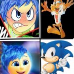 Joy hates Bubsy but she loves Sonic better | image tagged in inside out joy hates and loves meme,bubsy,sonic the hedgehog | made w/ Imgflip meme maker