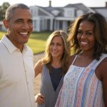 Barack and Michelle Obama with Jennifer Aniston