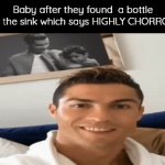 Real | Baby after they found  a bottle under the sink which says HIGHLY CHORROSIVE | image tagged in gifs,babies | made w/ Imgflip video-to-gif maker