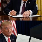 Trump signing executive order meme