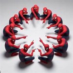 Spidy pointing at each other