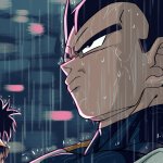 Goku and Vageta in the rain