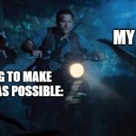 Romans 12:2 | MY LIFE:; ME TRYING TO MAKE IT AS COOL AS POSSIBLE: | image tagged in jurassic world | made w/ Imgflip meme maker