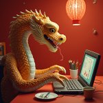 computer snake lunar new year template