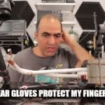 ElectroBoom Making Hedge Trimmer | BETTER WEAR GLOVES PROTECT MY FINGERS BETTER | image tagged in gifs,memes,electroboom,funny,mehdi,sadaghdar | made w/ Imgflip video-to-gif maker