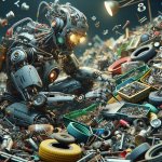 Robot scientist gathering junk to use  later meme