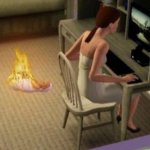 Baby on fire while mommy playing