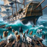 dogs fleeing a sinking ship