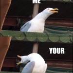 He wants fries too | GIVE; ME; YOUR; CHIPS | image tagged in memes,inhaling seagull | made w/ Imgflip meme maker