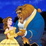 what is these two characters cosplayed as belle and the beast meme