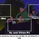 Three couples who should be cast as Yao and Mei, Su and Chien-Po