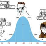 I'm not upvote begging, just knowing the truth. | UPVOTE BEGGING IS BAD; EVERYONE HAS THEIR OWN OPINIONS; YOU'RE JUST MAD LOL | image tagged in 99 graph,memes,funny,why are you reading this | made w/ Imgflip meme maker