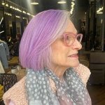 Old woman with purple hair