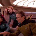 Doctor Crusher on Enterprise-D Bridge