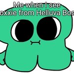 I dunno, I just don't have any title. | Me when I see Moxxie from Helluva Boss: | image tagged in what is bro staring at | made w/ Imgflip meme maker