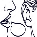 woman whispering into man's ear