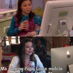 Reaction of papa louie mobile food training games | Me playing Papa Louie games in middle school for fun; Me playing Papa Louie mobile games as an adult for "training" | image tagged in icarly interesting older,icarly,papa louie | made w/ Imgflip meme maker