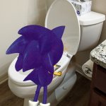 Sonic peeing in the toilet