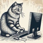 cat typing on a computer meme