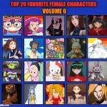 top 20 favorite female characters volume 6 | image tagged in top 20 favorite female characters volume 6,anime,videogames,movies,pokemon,gaming | made w/ Imgflip meme maker