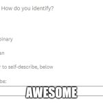 How do you self-identify? | AWESOME | image tagged in how do you self-identify | made w/ Imgflip meme maker