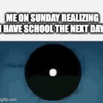 i dont want to go back | ME ON SUNDAY REALIZING I HAVE SCHOOL THE NEXT DAY | image tagged in gifs,memes,funny,school,monday,sunday | made w/ Imgflip video-to-gif maker