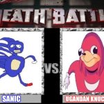 death battle | SANIC; UGANDAN KNUCKLES | image tagged in death battle | made w/ Imgflip meme maker