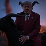 Donald Trump as Satan Riding a goat