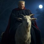 Donald Trump as Satan Riding a goat