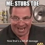 Now that’ alot of damage | ME: STUBS TOE | image tagged in now that alot of damage | made w/ Imgflip meme maker